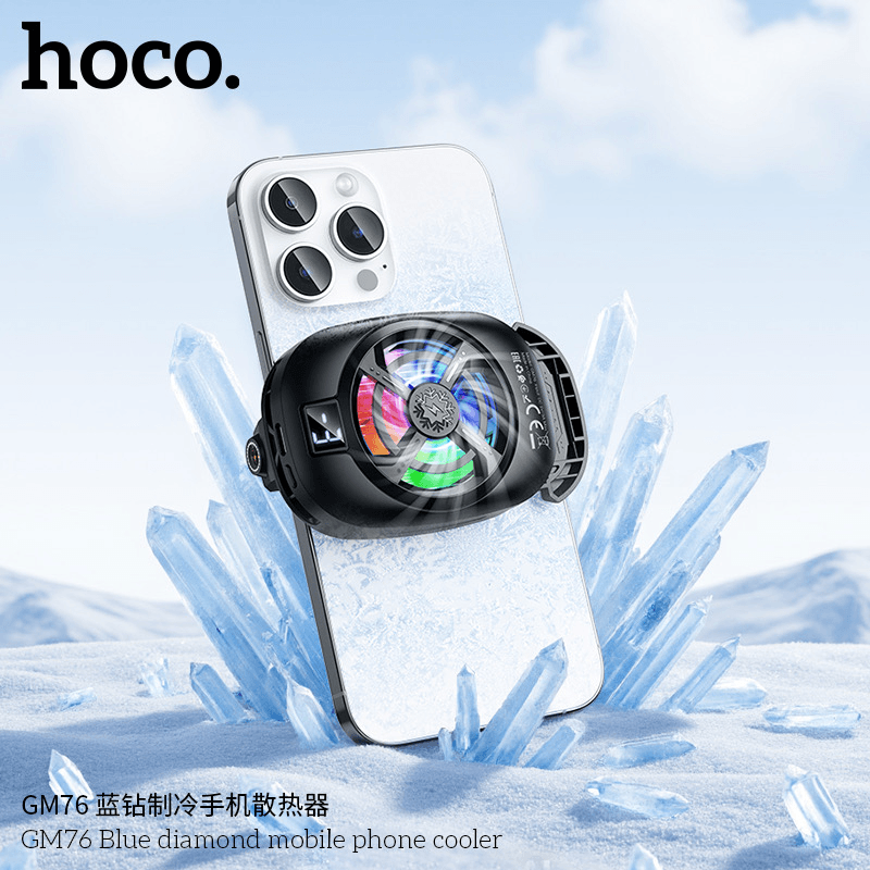พัดลมระบายความร้อนมือถือ HOCO GM76 มีหน้าจอแสดงอุณหภูมิ ความแรงลม 6000RPM ปรับได้ 3 ระดับ สำหรับมือถือจอ 4.5-7 นิ้ว